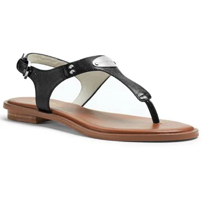 Michael Michael Kors Mk Plate Womens Textured T-strap Thong Sandals In Multi