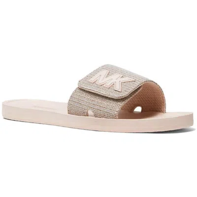 Michael Michael Kors Mk Slide Womens Metallic Chain Slide Sandals In White