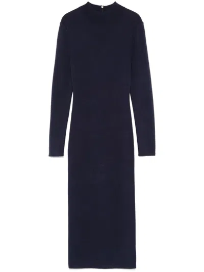 Michael Michael Kors Mock-neck Midi Dress In Blue
