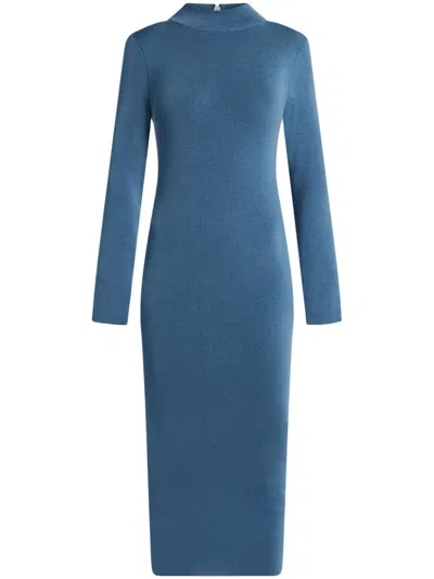 Michael Michael Kors Mock-neck Midi Dress In Blue