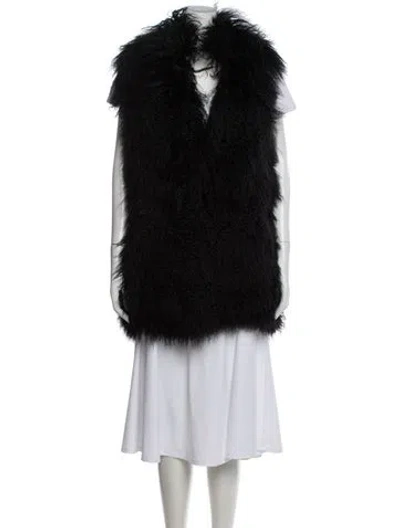 Pre-owned Michael Michael Kors Mongolian Lamb Vest In Black