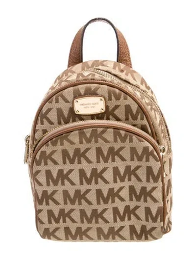 Pre-owned Michael Michael Kors Monogram Backpack In Brown