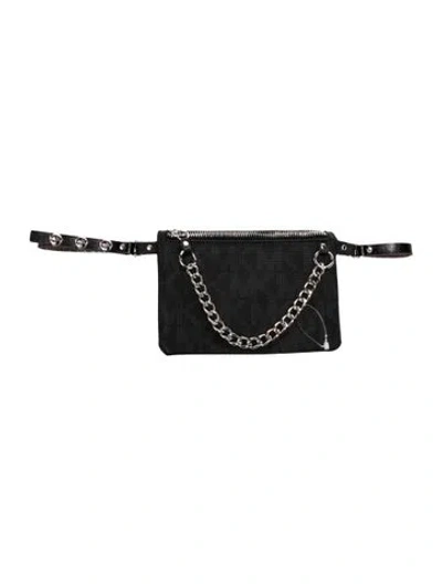 Pre-owned Michael Michael Kors Monogram Belt Bag In Black