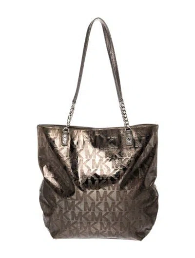 Pre-owned Michael Michael Kors Monogram Bucket Bag In Gold