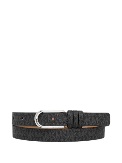 Michael Michael Kors Monogram Buckle Belt In Black
