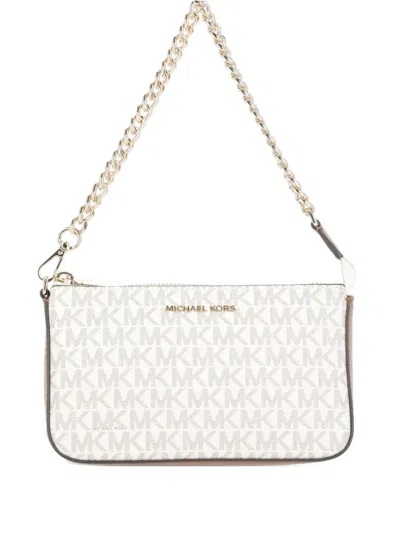 Michael Michael Kors Monogram Chain Shoulder Bag In Neutral