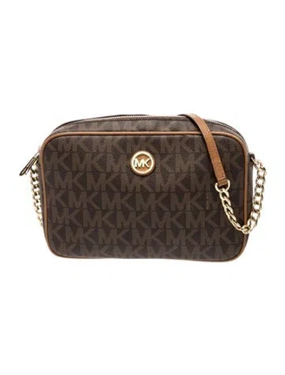 Pre-owned Michael Michael Kors Monogram Clutch In Brown