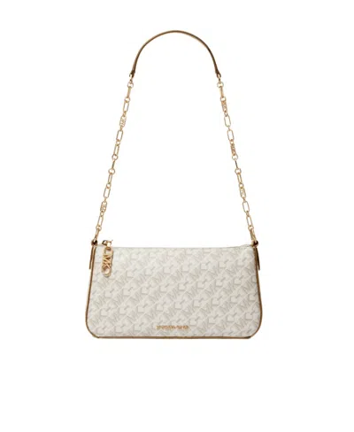 Michael Michael Kors Monogram-jacquard Leather Shoulder Bag In White