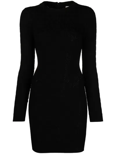 Michael Michael Kors Monogram-jacquard Mini Dress In Black