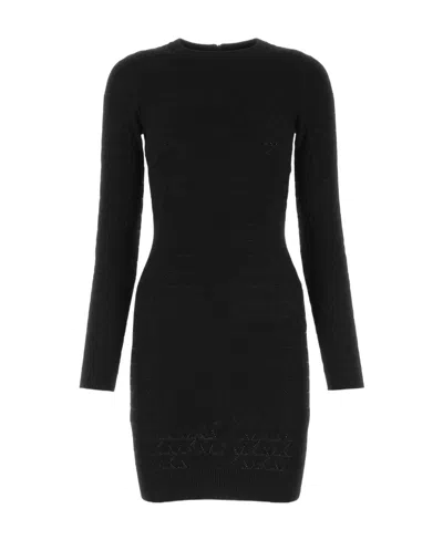 Michael Michael Kors Monogram-jacquard Mini Dress In Black