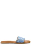 Michael Michael Kors Monogram Jacquard Open Toe Slides In Clear Blue