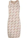 Michael Michael Kors Monogram-jacquard Sleeveless Dress In Brown