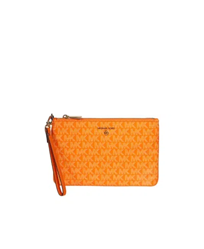 Michael Michael Kors Monogram Leather Clutch Bag In Orange