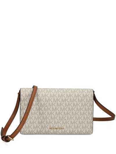 Michael Michael Kors Monogram-logo Crossbody Bag In Neutrals