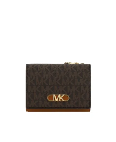 Michael Michael Kors Monogram Logo-patch Wallet In Black