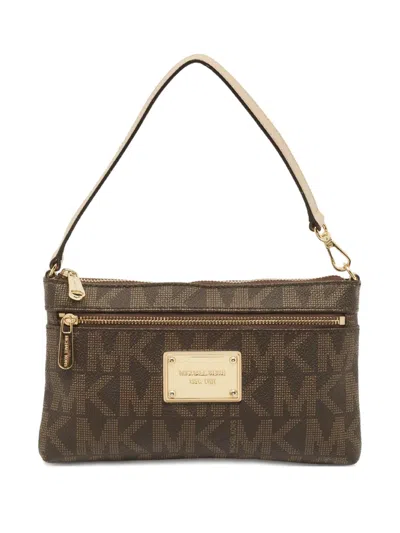 Pre-owned Michael Michael Kors Monogram-pattern Shoulder Bag In Brown
