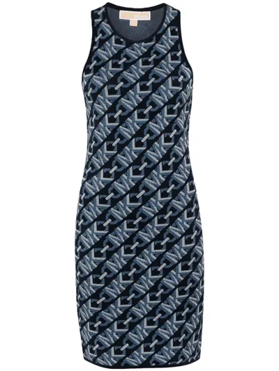Michael Michael Kors Monogram-pattern Sleeveless Dress In Blue