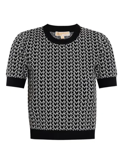 Michael Michael Kors Monogram-pattern Top In Black