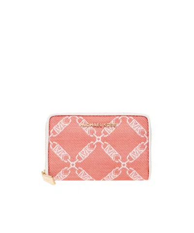 Michael Michael Kors Monogram Pattern Zipped Wallet In Red