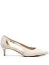 Michael Michael Kors Monogram-print Cut-out Pumps In Neutrals