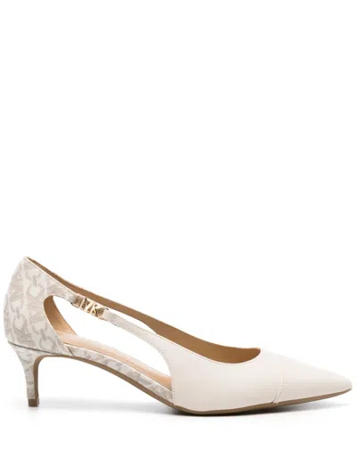 Michael Michael Kors Monogram-print Cut-out Pumps In Neutrals