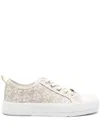 Michael Michael Kors Monogram-print Round-toe Sneakers In Neutrals