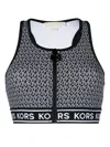 Michael Michael Kors Monogram-print Zip-up Bikini Top In Black