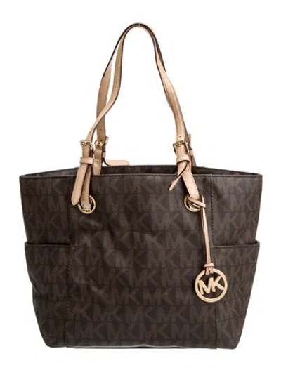 Pre-owned Michael Michael Kors Monogram Shoulder Bag In Brown