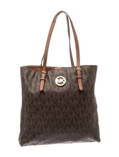 Pre-owned Michael Michael Kors Monogram Shoulder Bag In Brown
