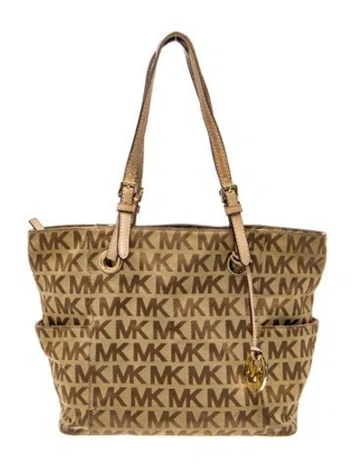 Pre-owned Michael Michael Kors Monogram Shoulder Bag In Brown