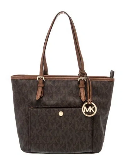 Pre-owned Michael Michael Kors Monogram Shoulder Bag In Brown