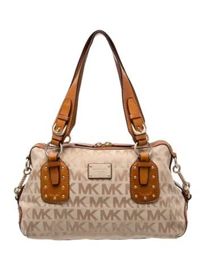 Pre-owned Michael Michael Kors Monogram Shoulder Bag In Neutrals