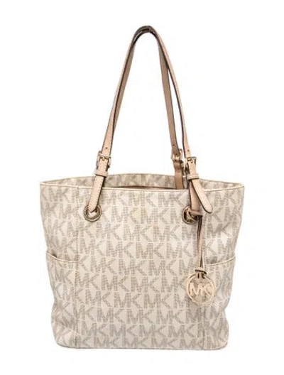 Pre-owned Michael Michael Kors Monogram Shoulder Bag In Neutrals