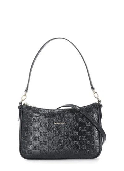 Michael Michael Kors Monogram Textured Jet Set Shoulder Bag In Grey