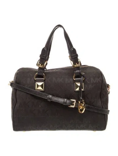 Pre-owned Michael Michael Kors Monogram Top Handle Bag In Black