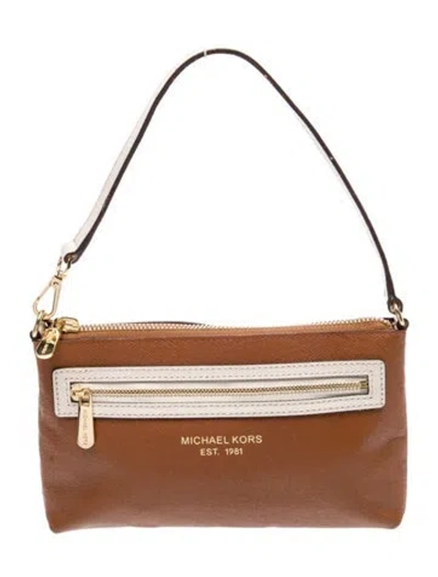 Pre-owned Michael Michael Kors Monogram Top Handle Bag In Brown