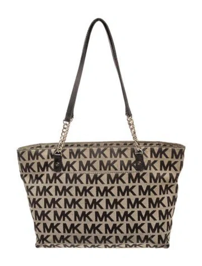 Pre-owned Michael Michael Kors Monogram Tote In Black/neutrals