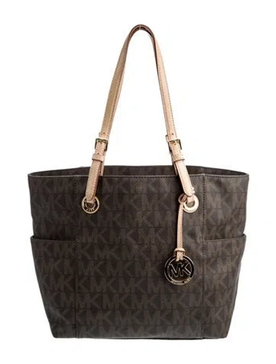 Pre-owned Michael Michael Kors Monogram Tote In Brown