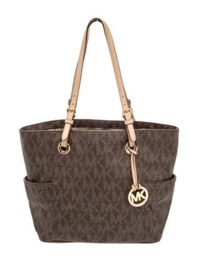 Pre-owned Michael Michael Kors Monogram Tote In Brown