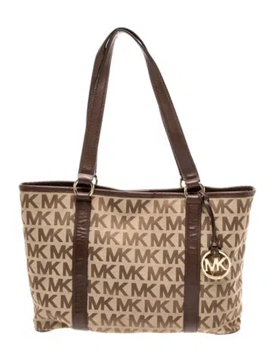 Pre-owned Michael Michael Kors Monogram Tote In Brown