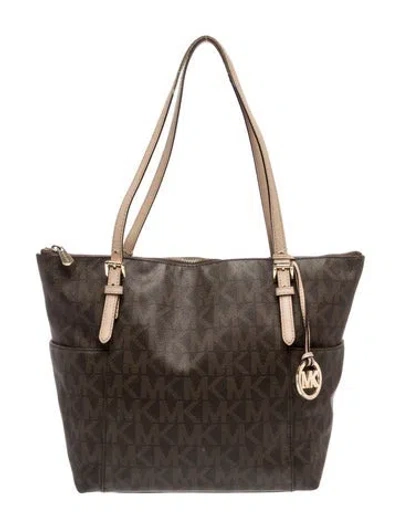 Pre-owned Michael Michael Kors Monogram Tote In Brown