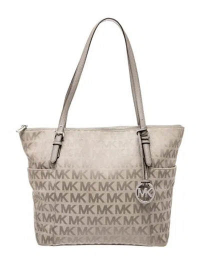 Pre-owned Michael Michael Kors Monogram Tote In Grey