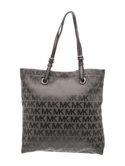 Pre-owned Michael Michael Kors Monogram Tote In Grey