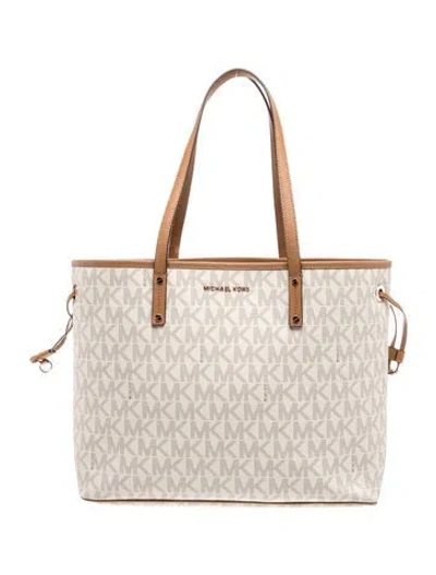 Pre-owned Michael Michael Kors Monogram Tote In Silver