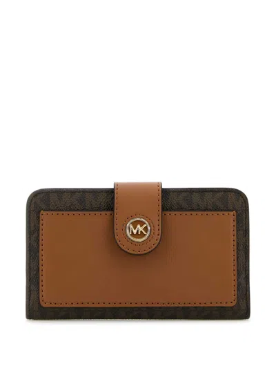 Michael Michael Kors Monogram Wallet In Brown