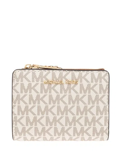 Michael Michael Kors Monogram Zip-around Wallet In Neutral