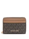 Michael Michael Kors Monogram Zip Wallet In Brown