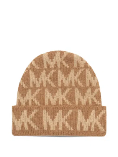 Michael Michael Kors Monogram-knit Beanie Hat In Gray
