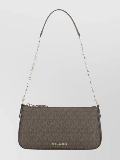 Michael Michael Kors Monogrammed Chain Strap Shoulder Bag In Brown