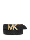 Michael Michael Kors Monogrammed Leather Belt In Black